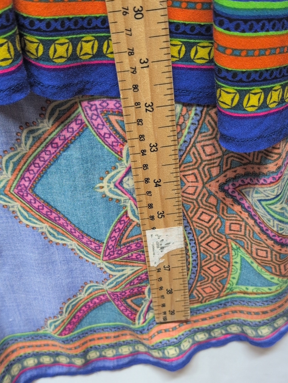 231.Flying Tomato Vibrant Blue Multicolor Boho Kimono - Picture 3 of 5
